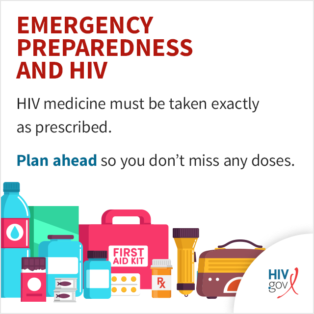 HIV medicine must be taken every day, exactly as prescribed. Plan ahead so you don't miss any doses.